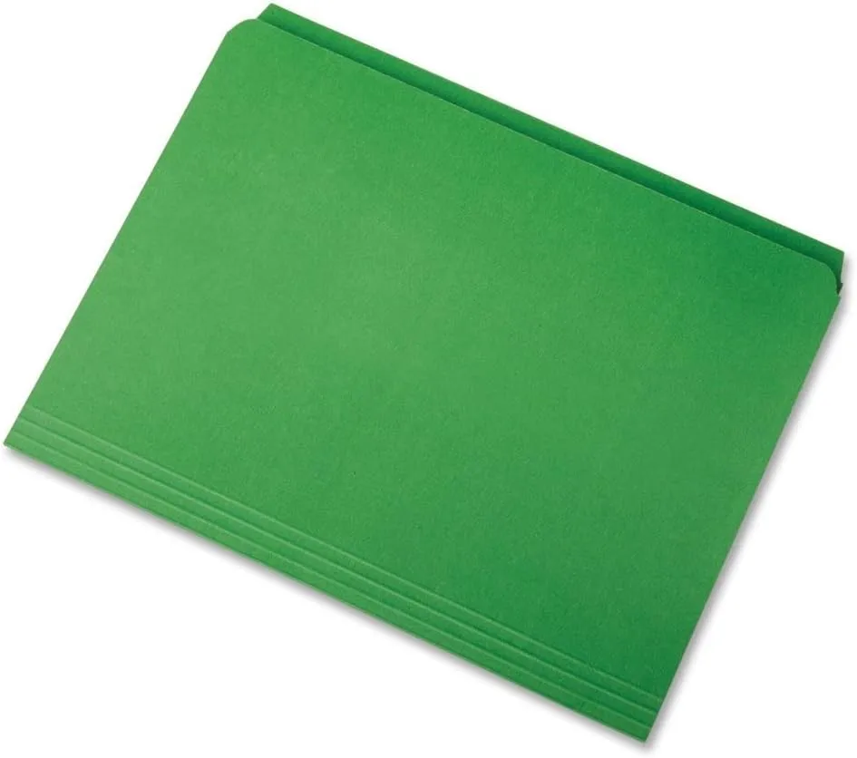 SKILCRAFT 7530-01-364-9505 Straight Cut File Folder, Letter Size, Green (Box of 100)