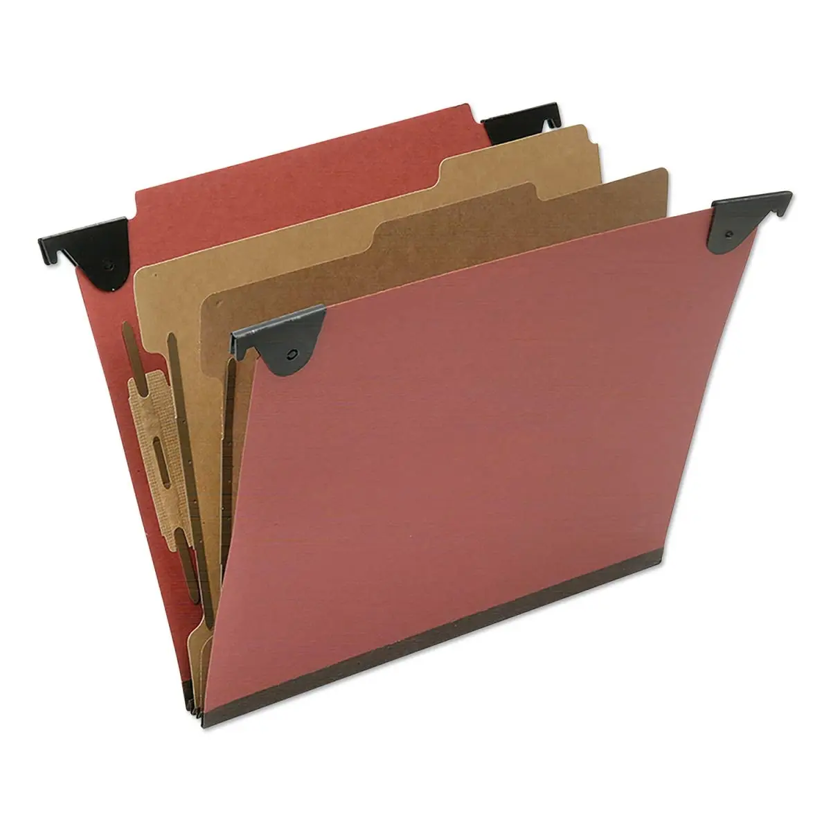 SKILCRAFT AbilityOne Hanging Classification File Folders, Letter, Top Tab, 2 Dividers, 6 Sections, Red