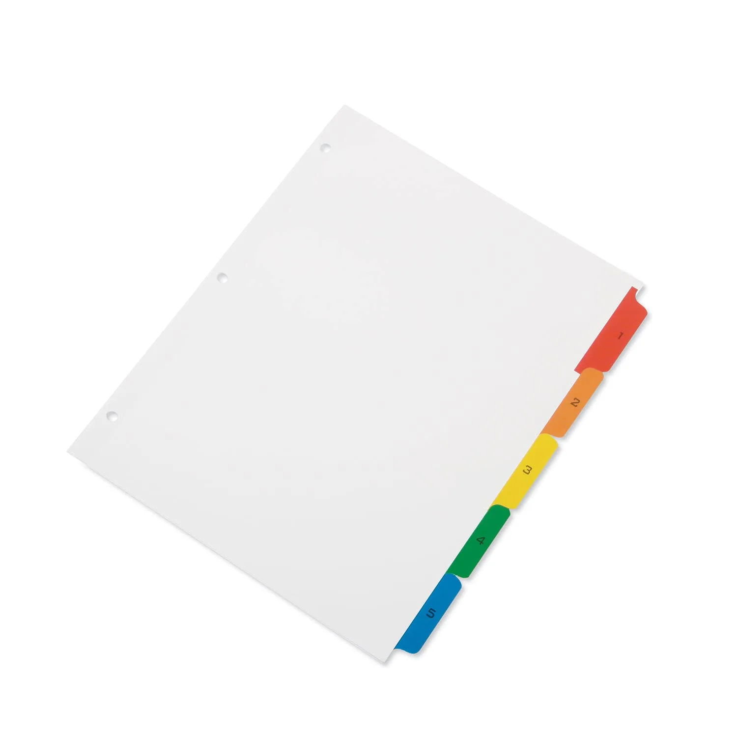 SKILCRAFT Numerical Index Divider Sheets, Letter, Assorted Colors, Set of 5
