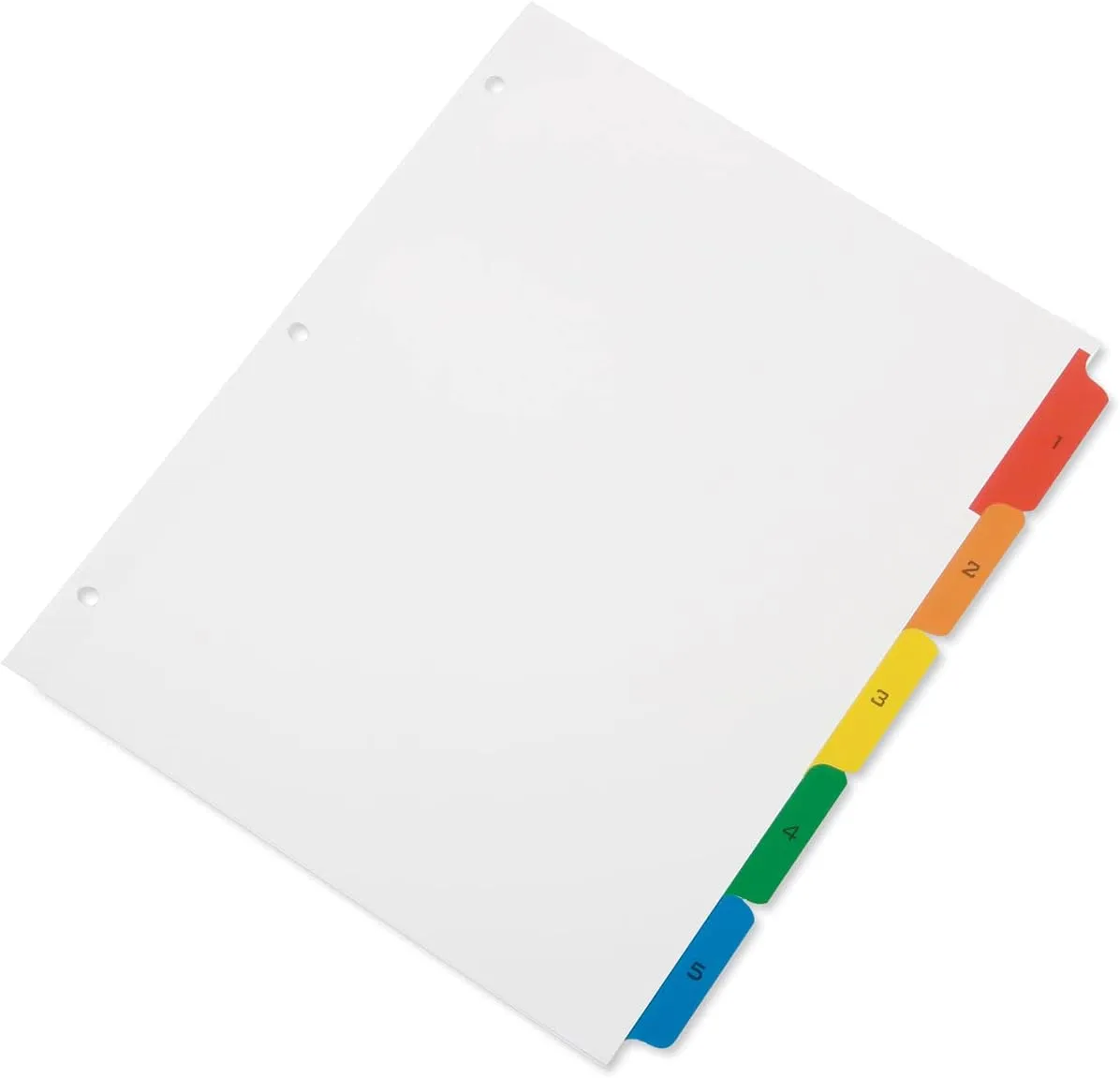 SKILCRAFT Numerical Index Divider Sheets, Letter, Assorted Colors, Set of 5