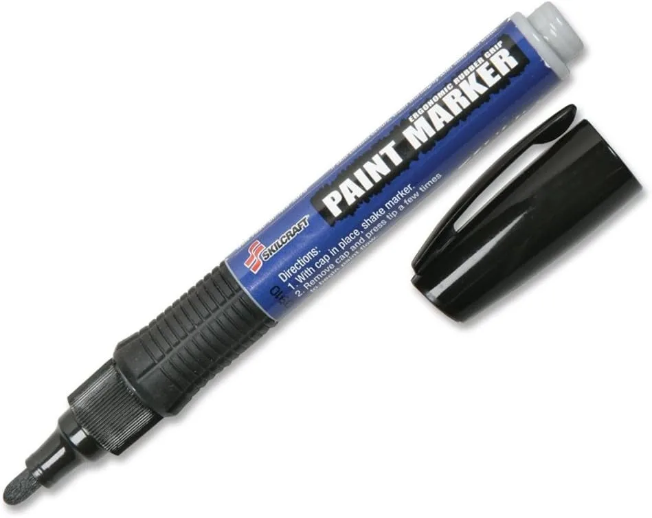 SKILCRAFT 7520-01-588-9099 Medium Point Paint Marker, Black Ink (Pack of 6)