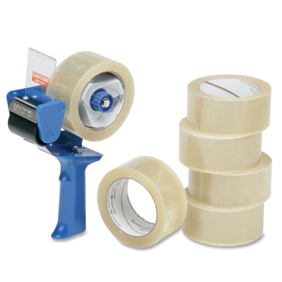 SKILCRAFT 7510-01-579-6872 Polypropylene Commercial Grade Package Sealing Tape with Pistol Grip Dispenser, 55 Yards x 2-Inch, 3.1 mil Thick, Clear (Pack of 6)