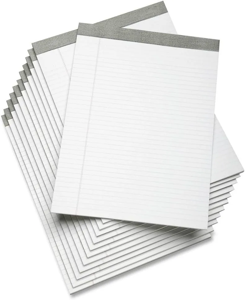 SKILCRAFT Linen Top Writing Pads, 8 1/2 in x 11 in, White, Pack of 12 (NSN 4471353)