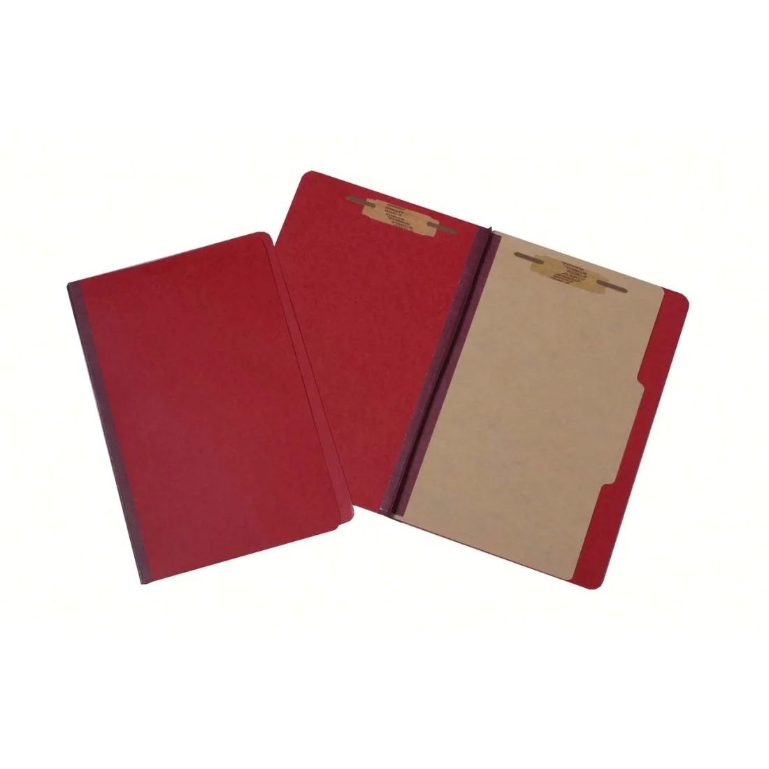 SKILCRAFT Pressboard Classification Folder, 4-Part, Legal Size, Red, Pack of 10