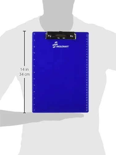 SKILCRAFT Recycled Plastic Clipboard, 9 x 12 inches, Blue