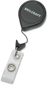 Skilcraft Retractable ID Card Reel, Black, 36in Cord