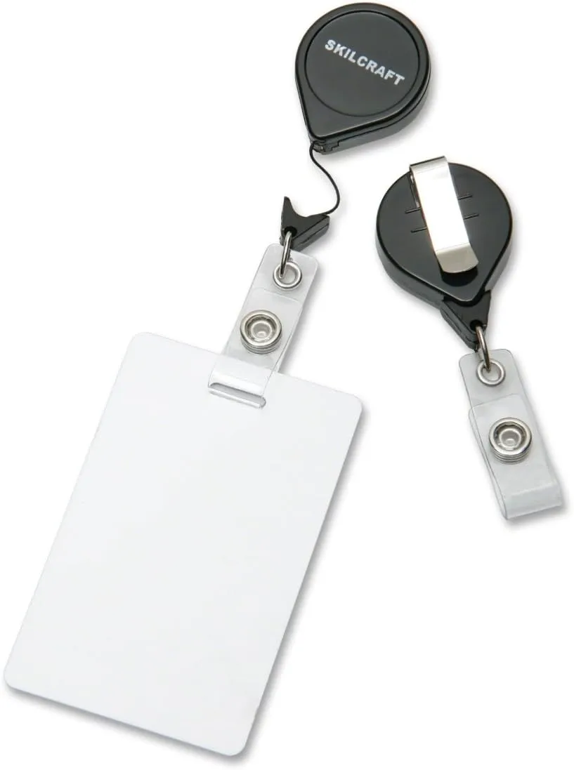 Skilcraft Retractable ID Card Reel, Black, 36in Cord