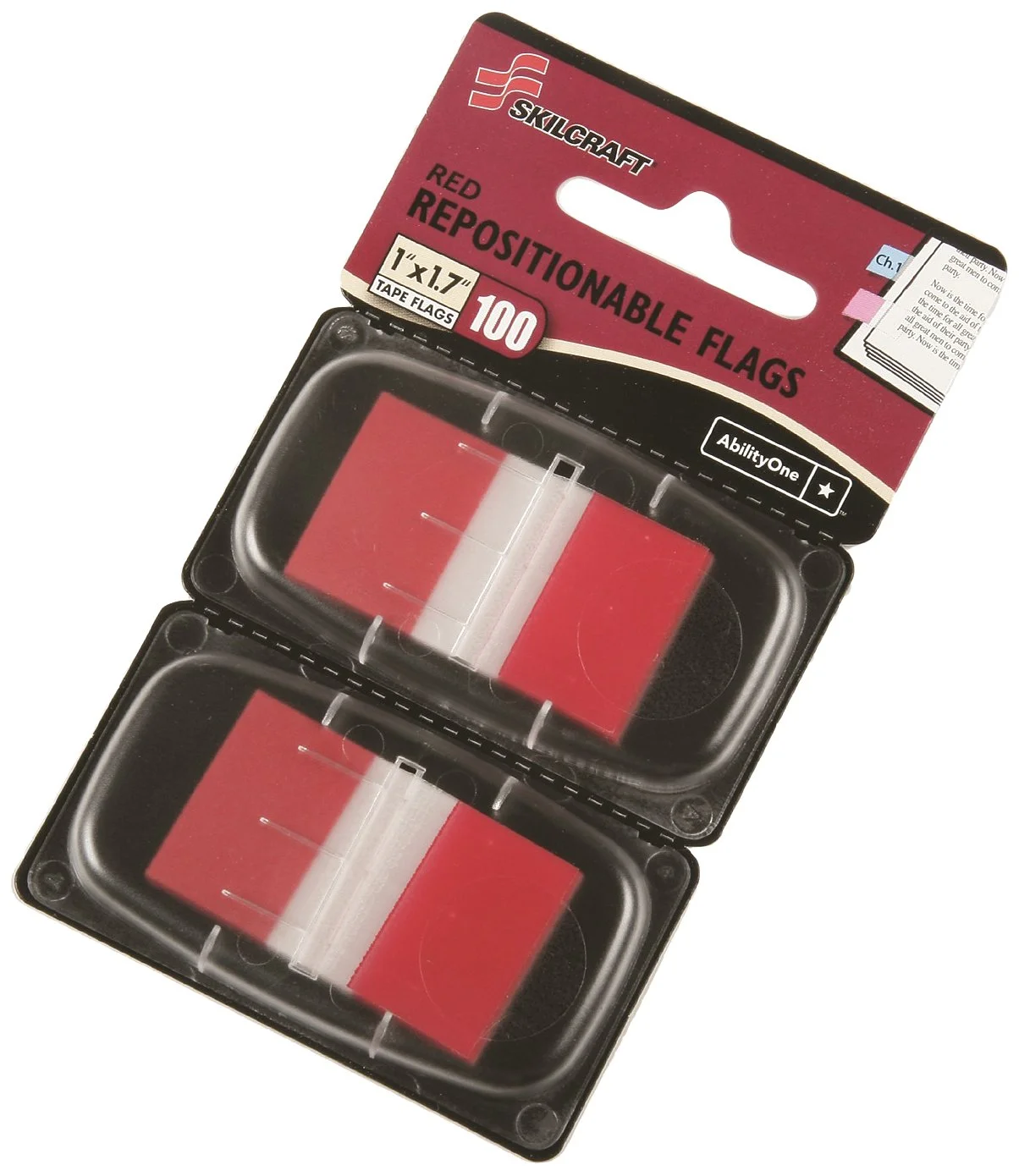 SKILCRAFT 7510-01-315-2019 Self Stick Repositionable Flag, 1-3/4" Length x 1" Width, Red, Self Stick (Pack of 100)