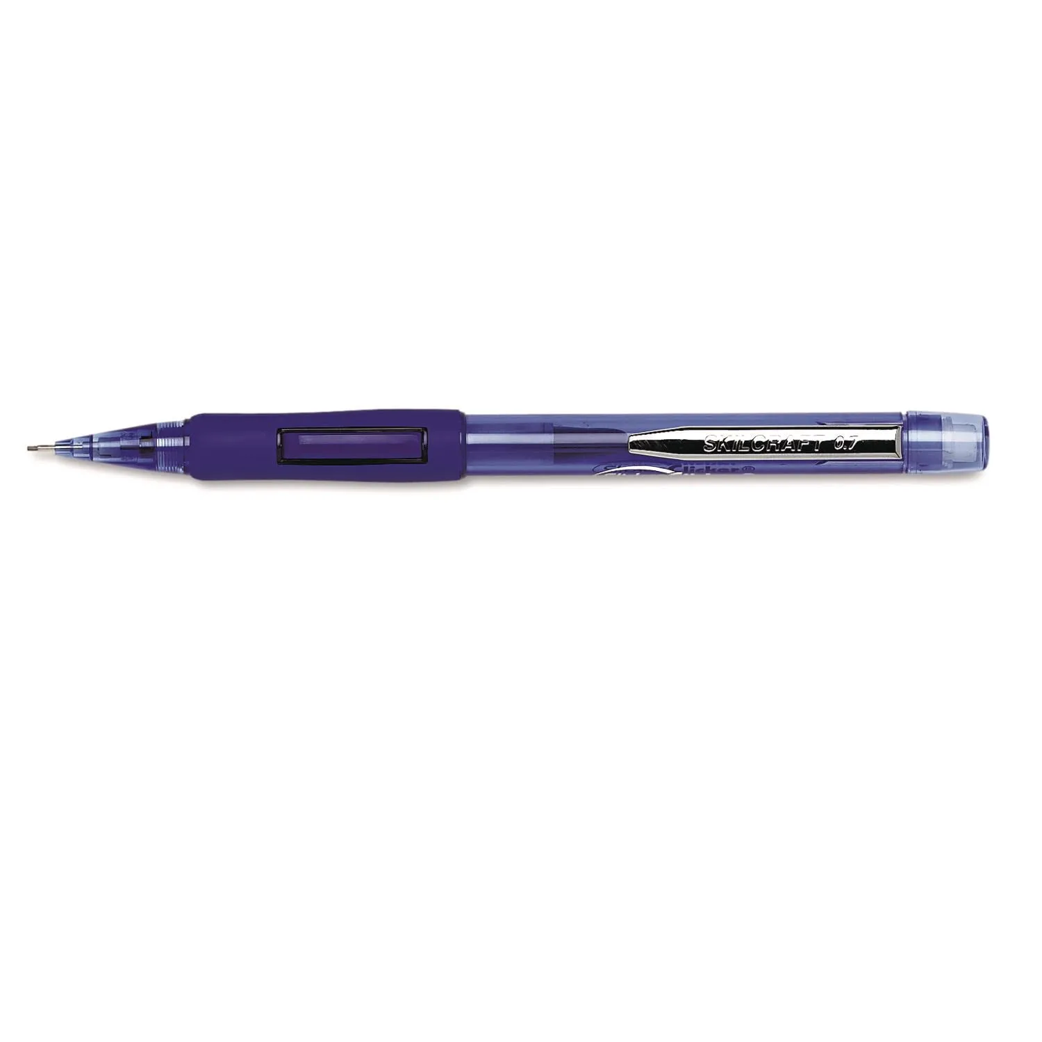 SKILCRAFT 7520-01-565-4874 SlickerClicker Medium Point Lead Side Advanced Mechanical Pencil, 0.7mm Size, Translucent Blue (Pack of 12)