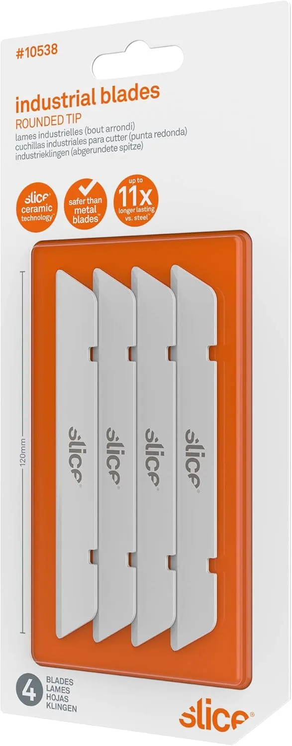 Slice 10538 Extra Long Industrial Blade, Advanced Ceramic, Rounded Tip (4 Pack)