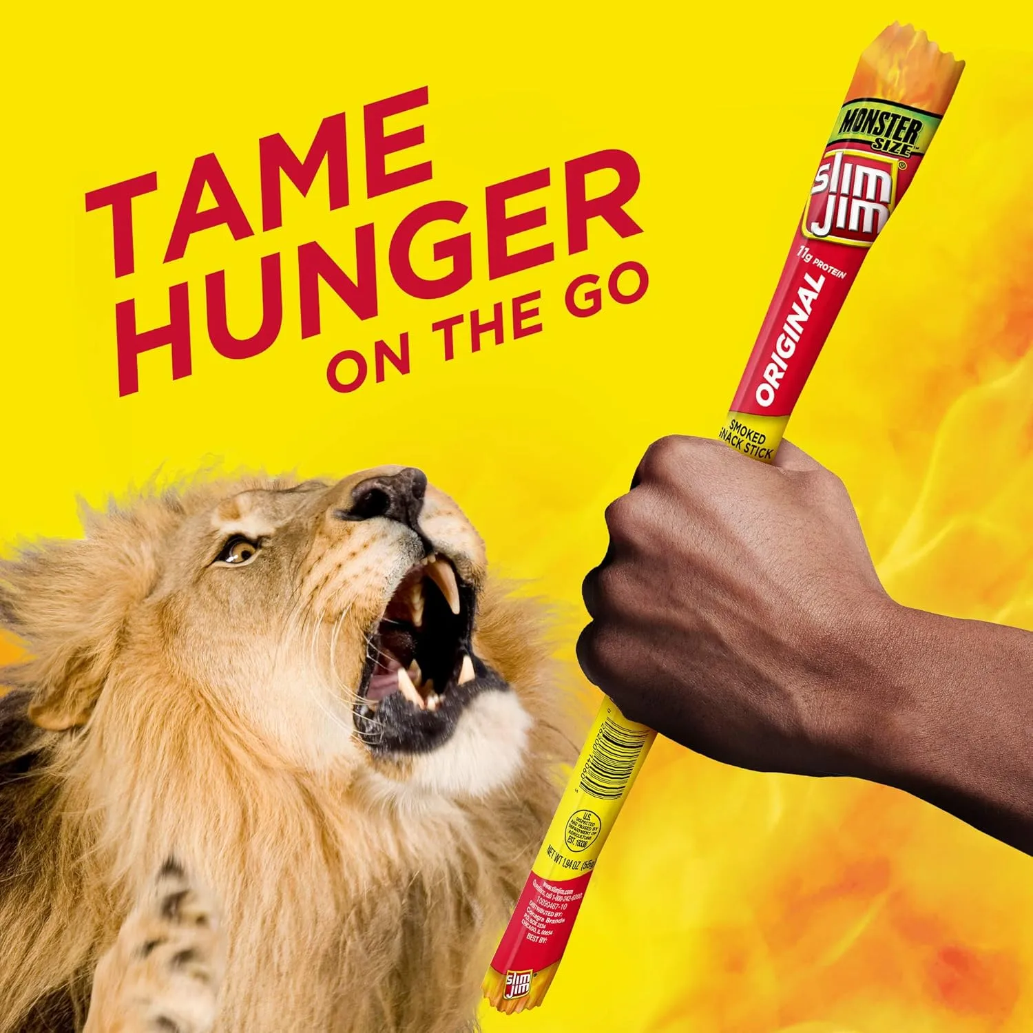 Slim Jim Monster Smoked Meat Sticks, Original Flavor, High Protein, Camping Snack