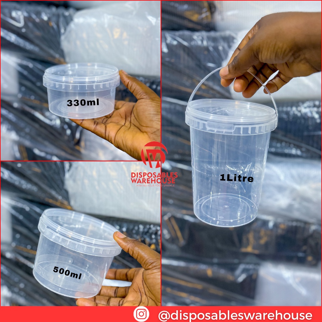 TRANSPARENT ROUND TAMPER PROOF PAIL (330ML/500ML)