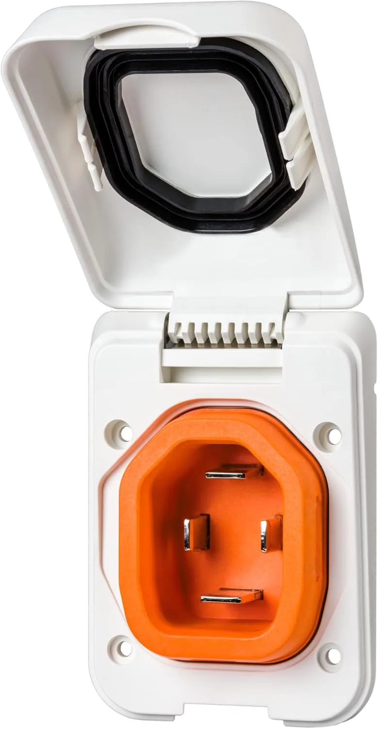 SmartPlug BM50PW 50 Amp 125/250V Shore Power Inlet & Cover Assembly - Non-Metallic RV,Boat,Marine Power Inlet Box