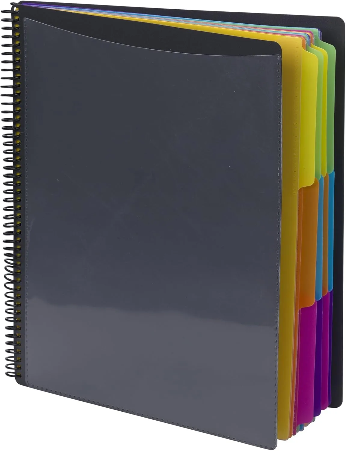 Smead 12 Pocket Poly Project Organizer, Letter Size, 1/3-Cut Tab, Gray with Bright Colors (89207) (Pack of 1)