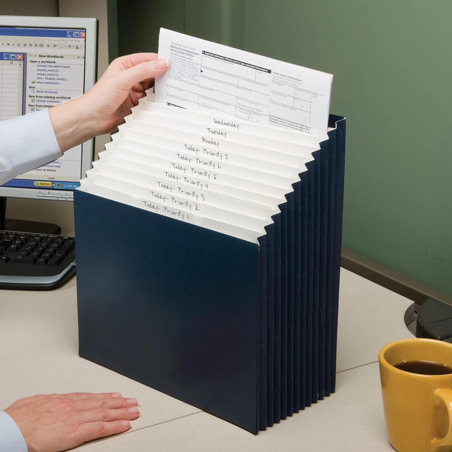 Smead Expanding 12-Pocket Stadium File, Navy - Letter Size (70211)