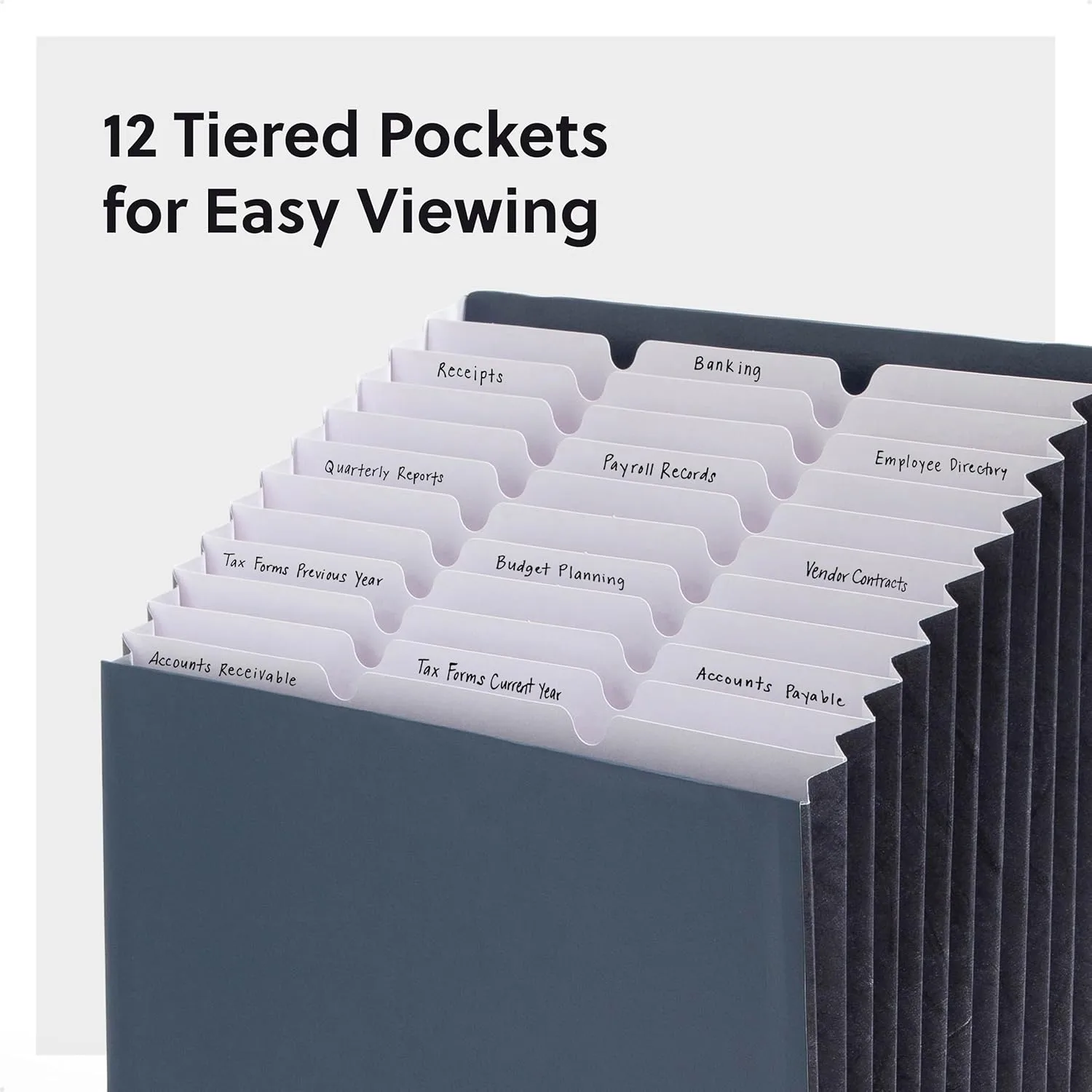 Smead Expanding 12-Pocket Stadium File, Navy - Letter Size (70211)