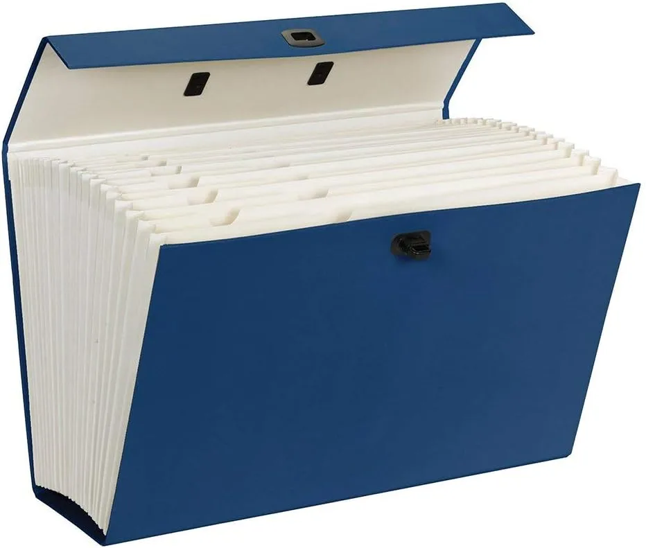 Smead Portable Expanding File Box, 19 Pockets, Legal Size, Blue (70806)