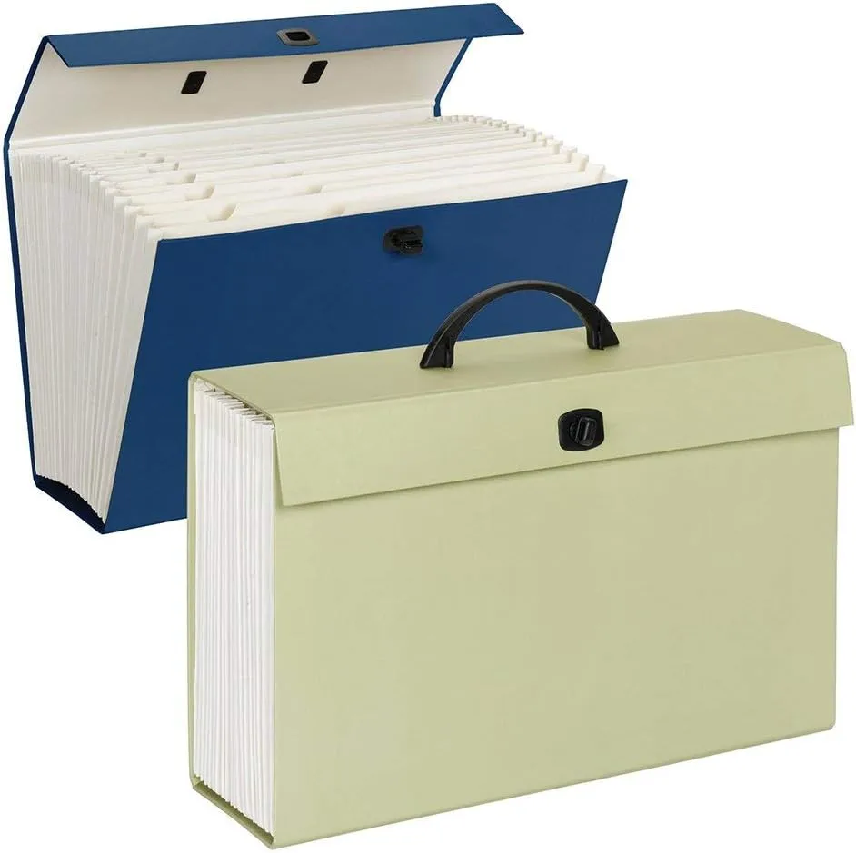 Smead Portable Expanding File Box, 19 Pockets, Legal Size, Blue (70806)
