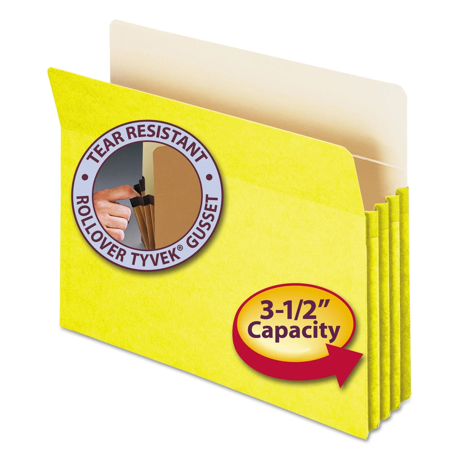 Smead 73233 Colored File Pocket, Letter Size, 3.5-Inch Expansion, Yellow