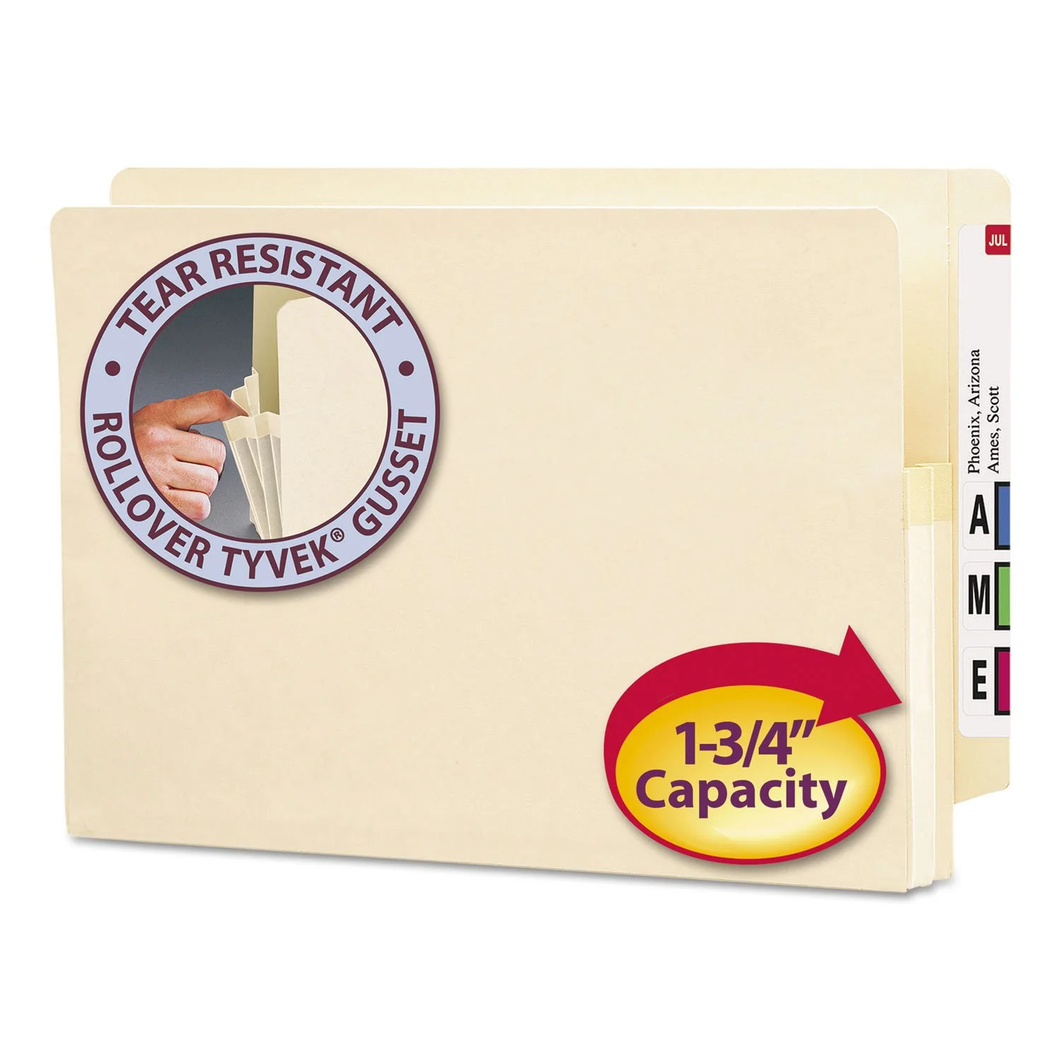 SMEAD 76114 1 3/4" Accordion Expansion End Tab File Pocket, Straight Tab, Lgl, Manila, 25/Bx