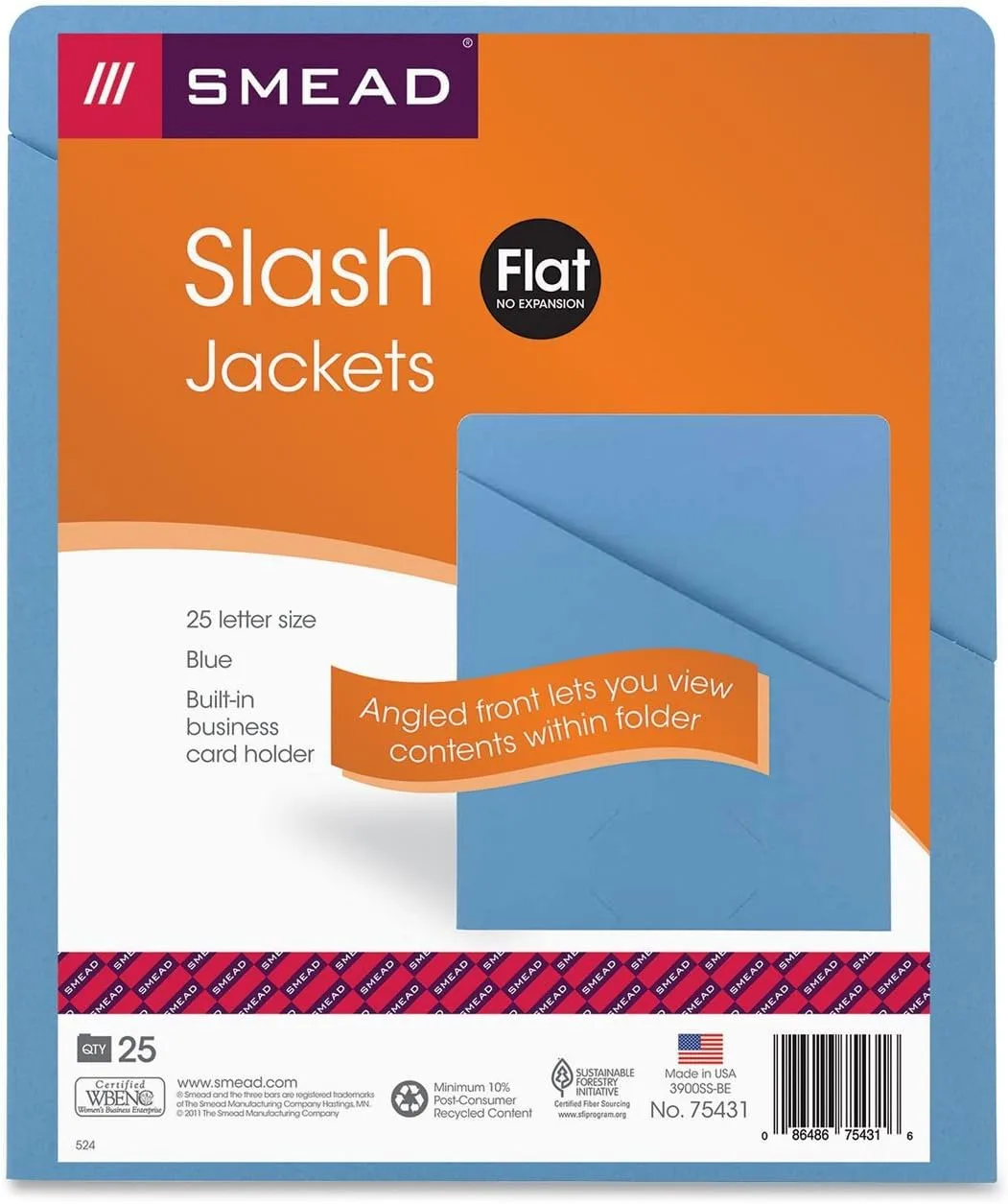SMEAD Slash File Jackets, Letter Size, 25 Pack