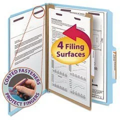 Smead Pressboard Classification Folders, Letter Size, 2in Expansion, Blue, 10/Box
