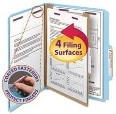 Smead Pressboard Classification Folders, Letter Size, 2in Expansion, Blue, 10/Box