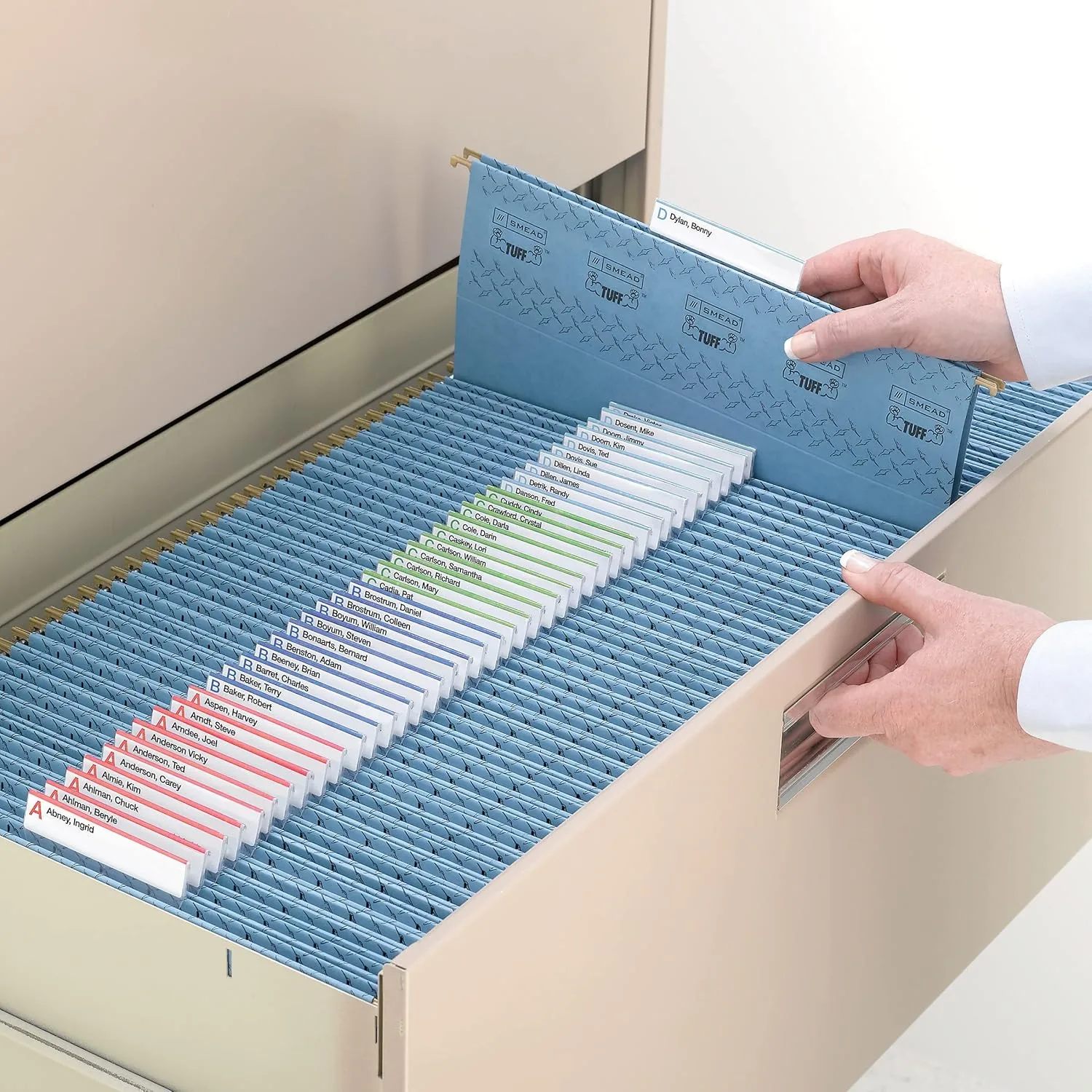 Smead Easy Slide Tab, 1/3-Cut, Clear, 18 Per Pack (64626)