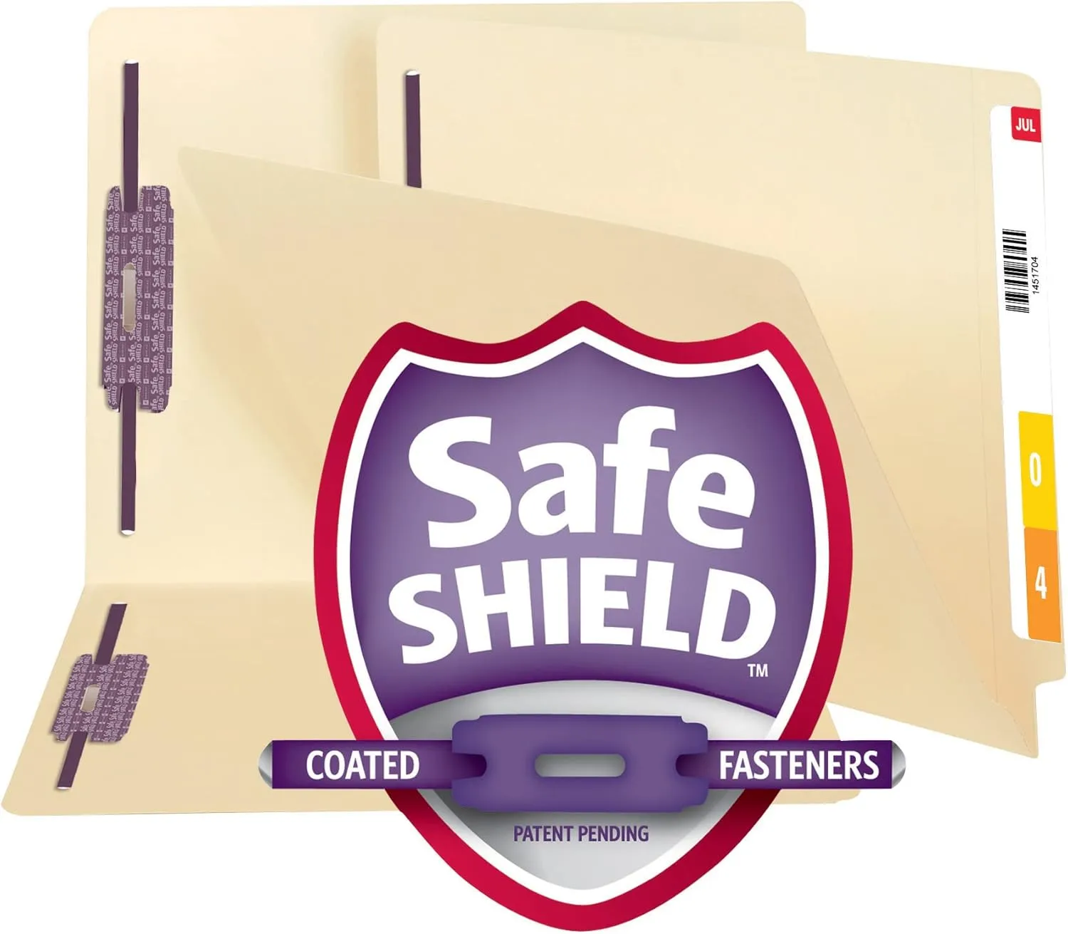 Smead End Tab Fastener File Folder with SafeSHIELD Fasteners, Letter Size, Manila, 50/Box (34117)