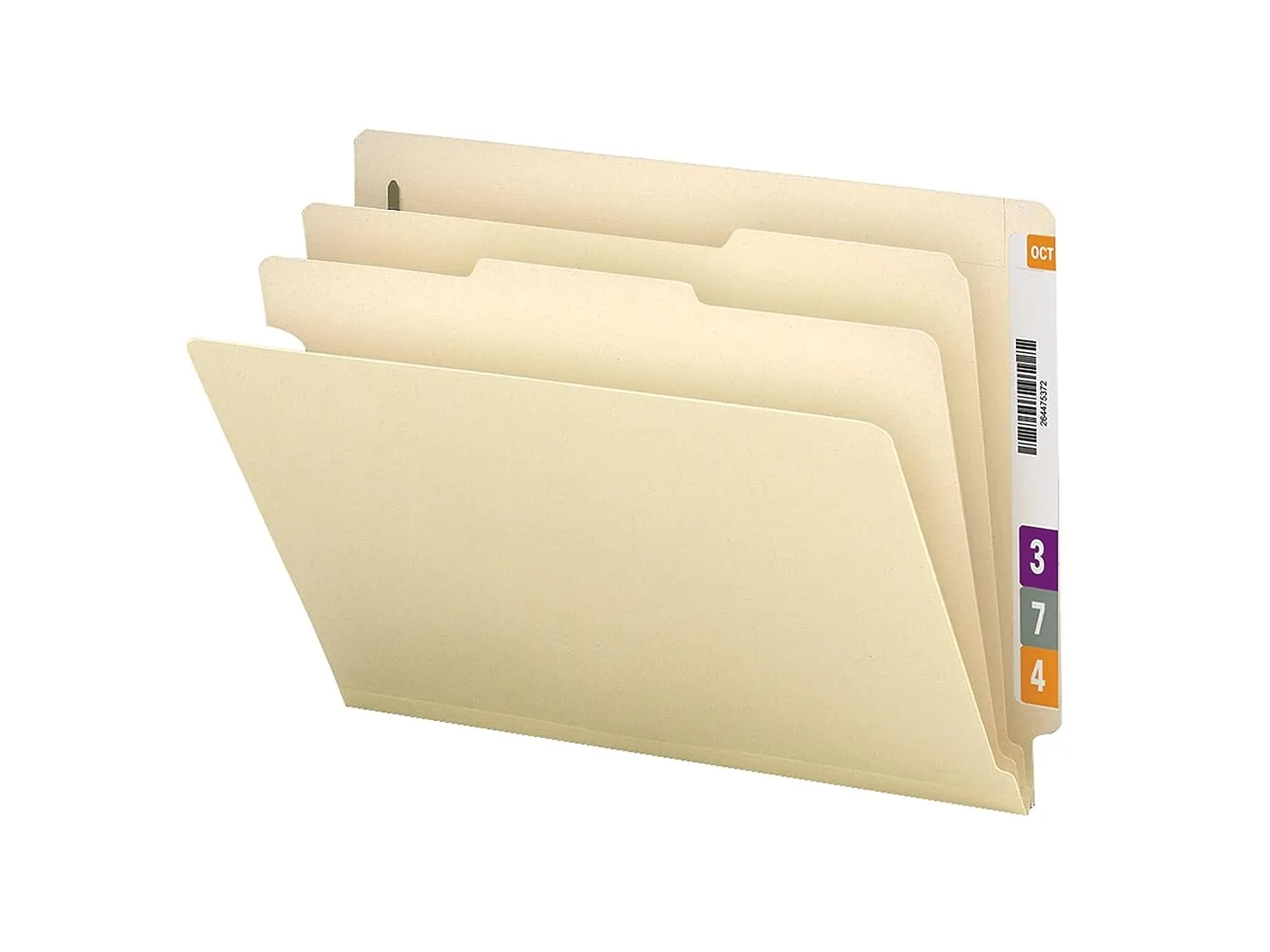 Smead® End-Tab Fastener Folders with Dividers, Letter Size, Manila, Pack of 10