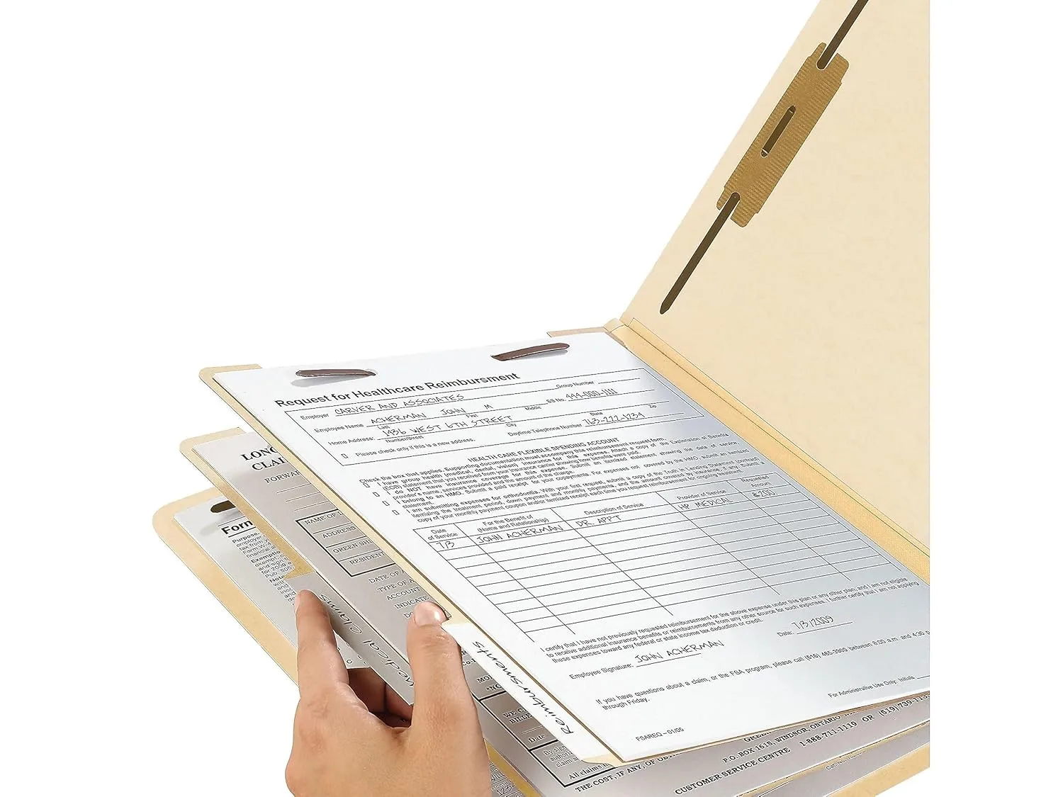 Smead® End-Tab Fastener Folders with Dividers, Letter Size, Manila, Pack of 10