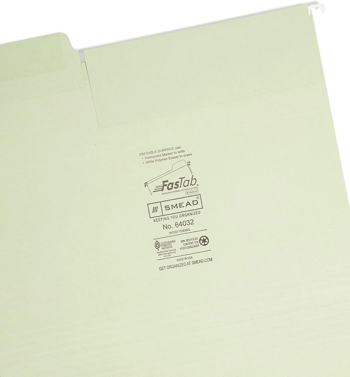 SMEAD Erasable FasTab Hanging File Folders, Letter Size
