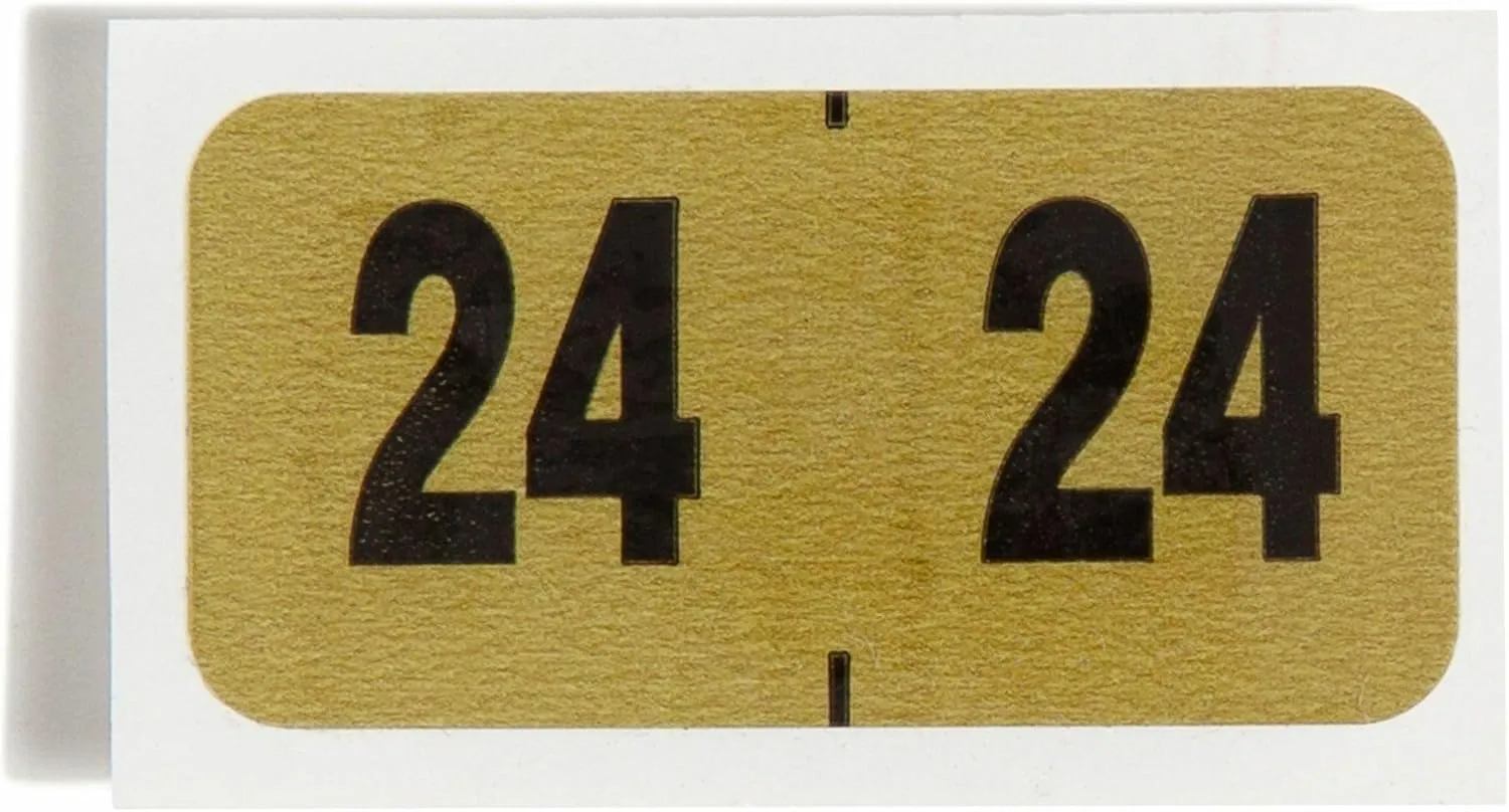 Smead® ETYJ Color-Coded Year Labels, SMD68324, 3/4" x 1-1/2", Gold, Roll of 500 Labels