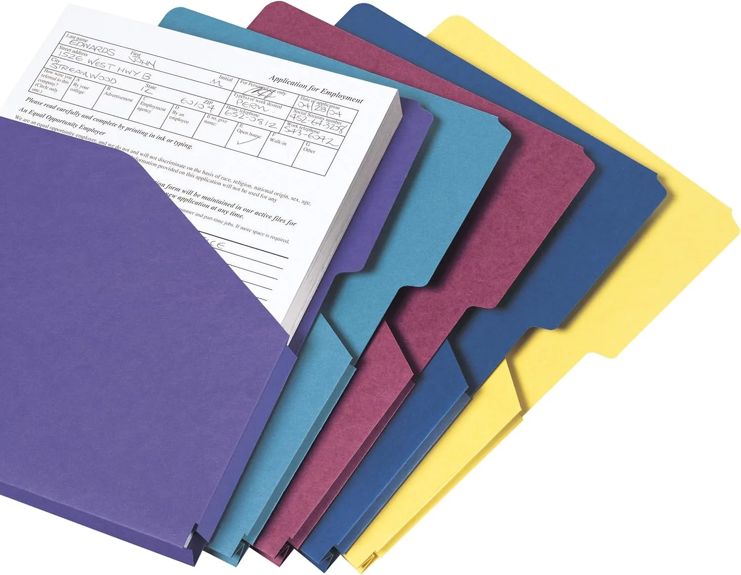 Smead Organized Up Expanding Slash Jacket, 2/5-Cut Tab, 1 in Expansion, Letter Size, Assorted Colors, 5 per Pack (75445)