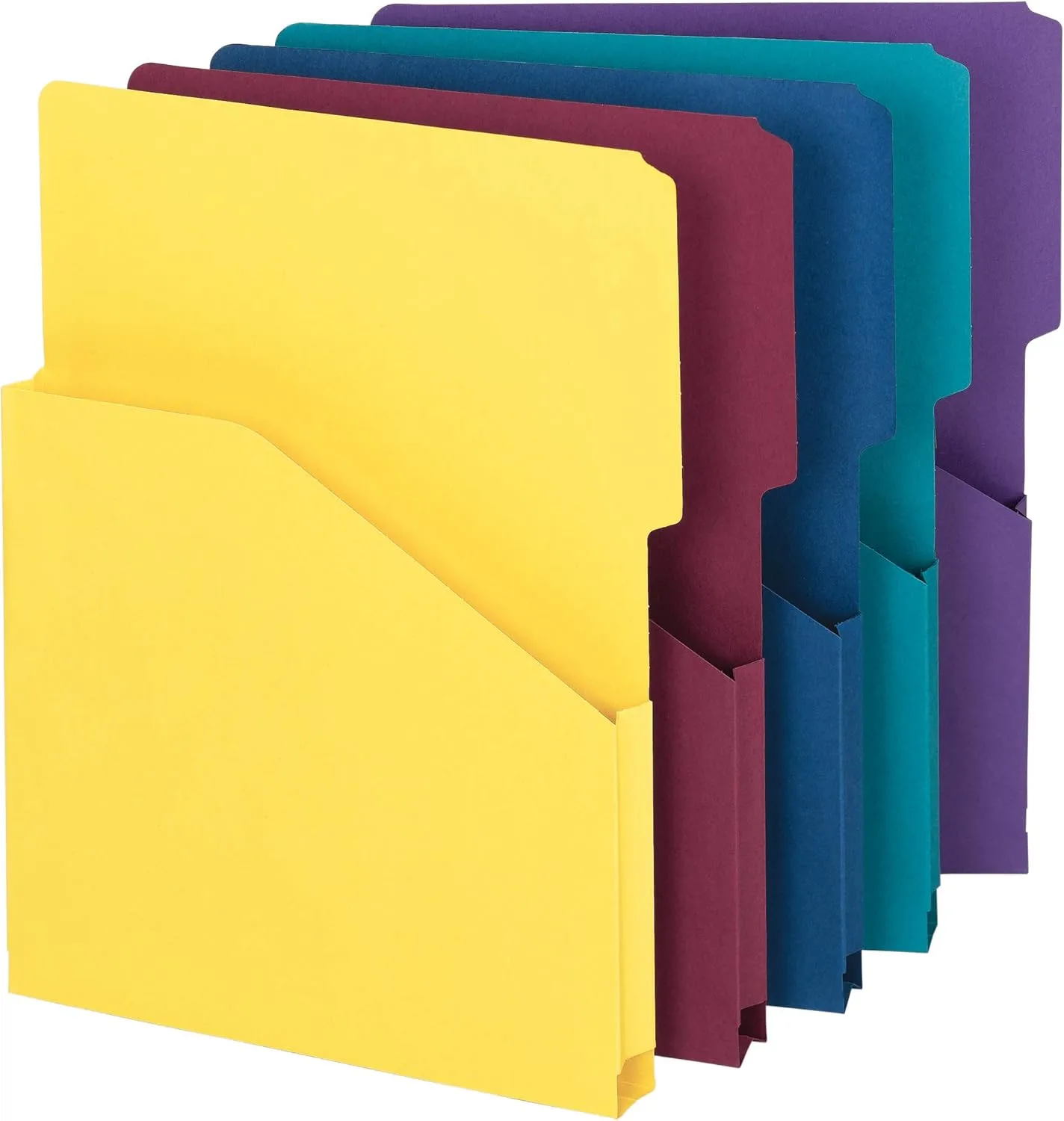 Smead Organized Up Expanding Slash Jacket, 2/5-Cut Tab, 1 in Expansion, Letter Size, Assorted Colors, 5 per Pack (75445)