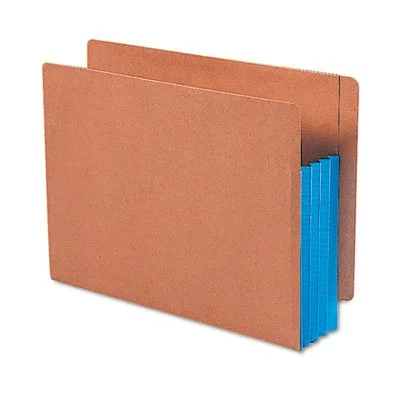 Smead Extra-Wide Expansion End-Tab File Pockets, 12inW Body, Letter Size, 30% Recycled, Blue, Box Of 10