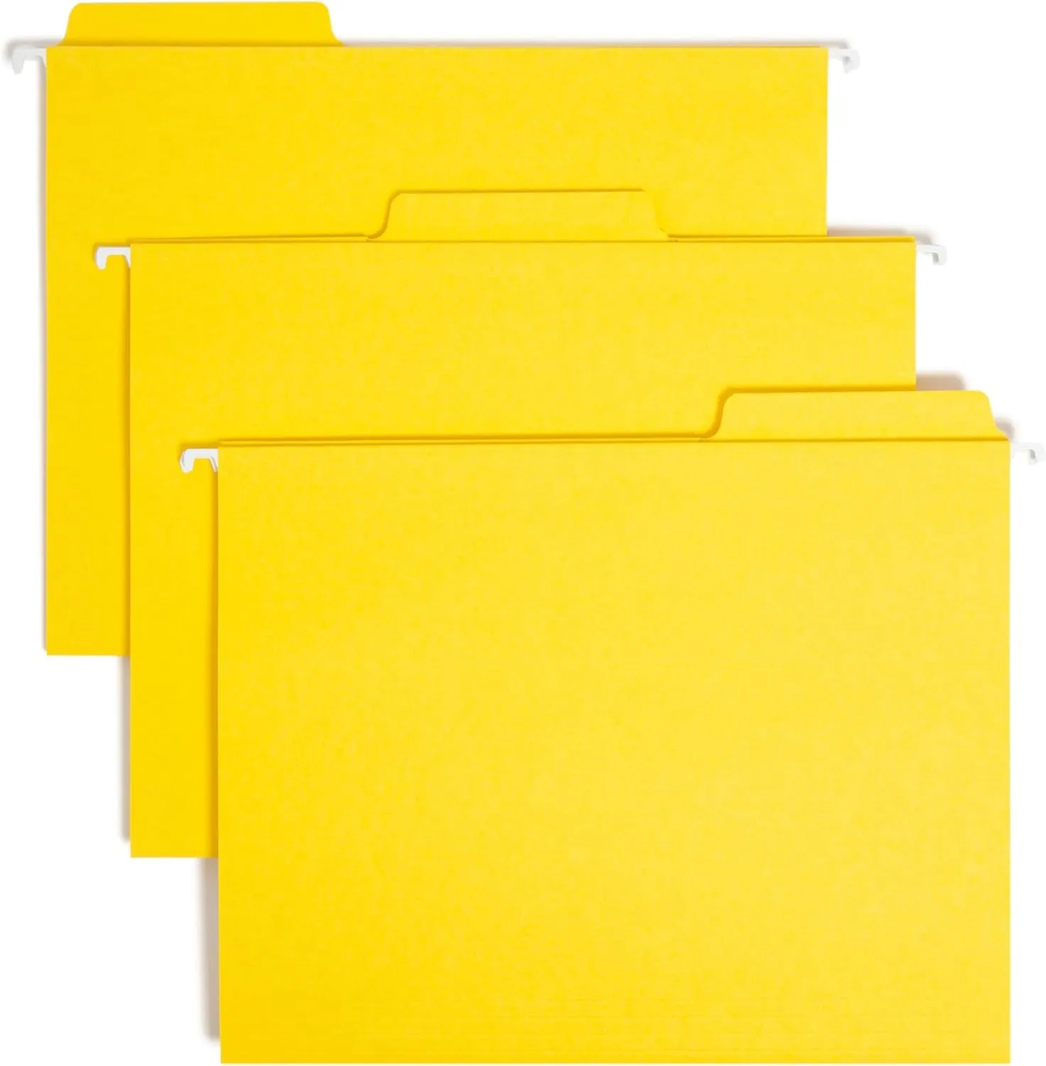 Smead FasTab Hanging File Folder, 1/3-Cut Built-in Tab, Letter Size, Yellow, 20 Count (64097)