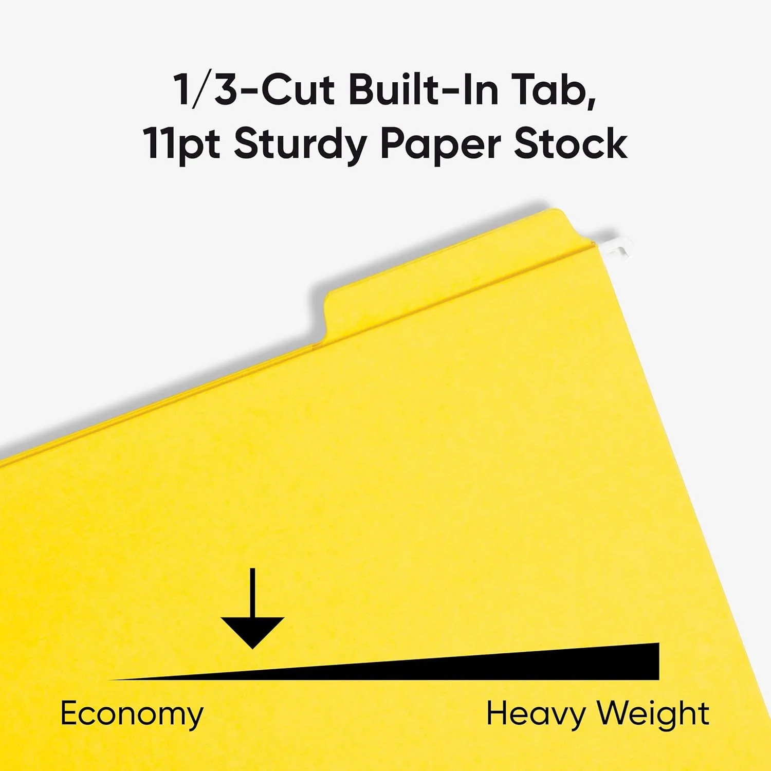 Smead FasTab Hanging File Folder, 1/3-Cut Built-in Tab, Letter Size, Yellow, 20 Count (64097)