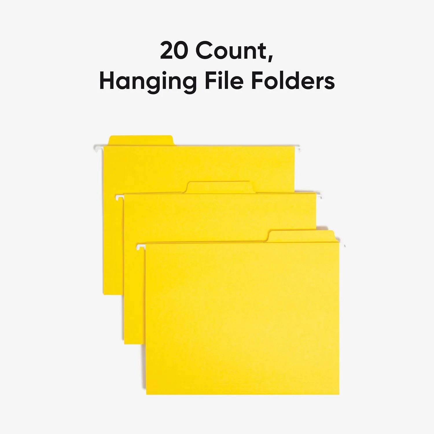 Smead FasTab Hanging File Folder, 1/3-Cut Built-in Tab, Letter Size, Yellow, 20 Count (64097)