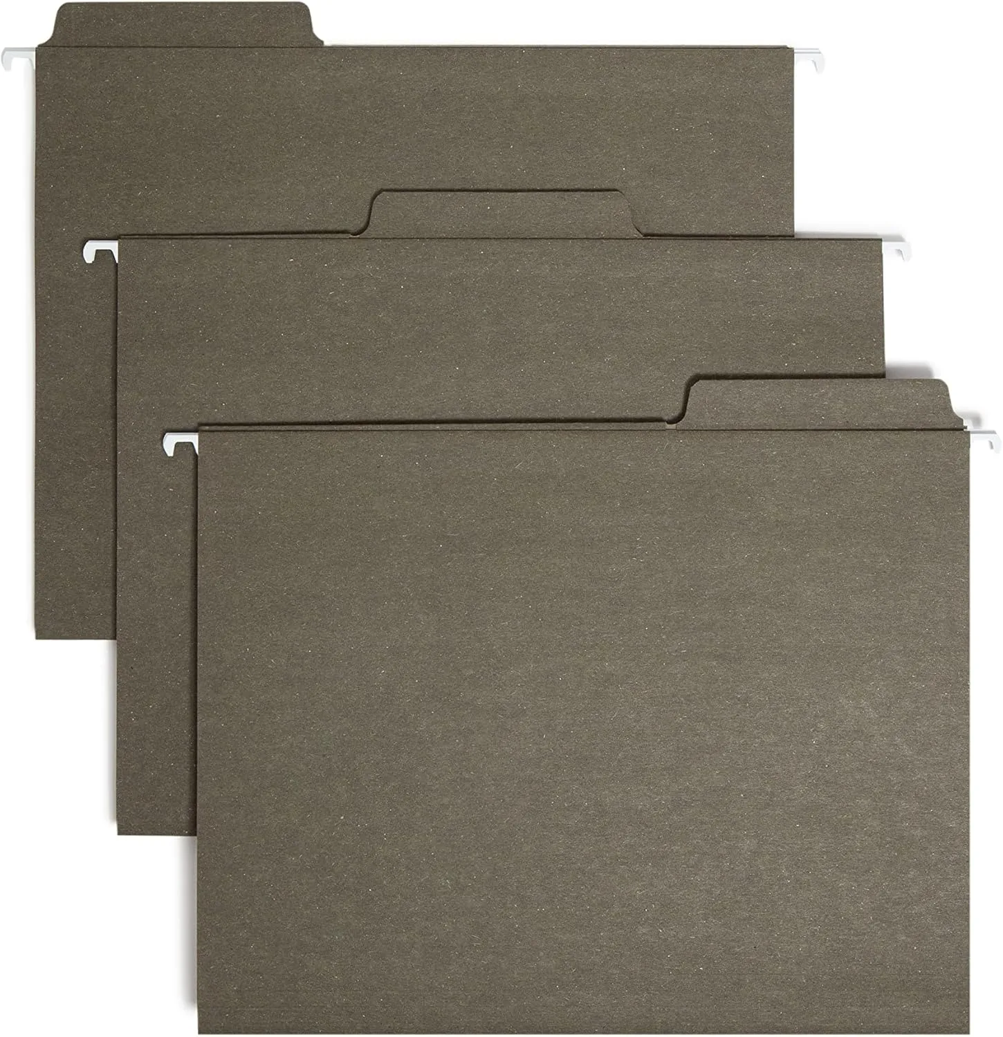 Smead 100% Recycled FasTab Hanging File Folder, 1/3-Cut, Letter, Standard Green, 20/Box (64037)