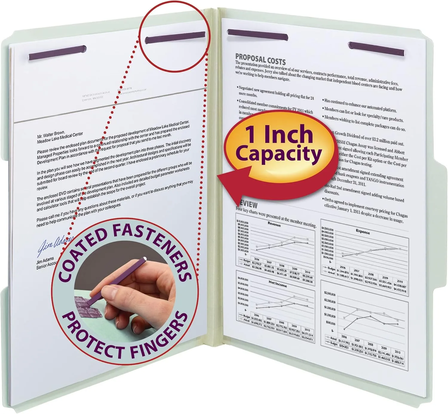 Smead Pressboard Fastener File Folder, Letter, 1" Expansion, 25/Box