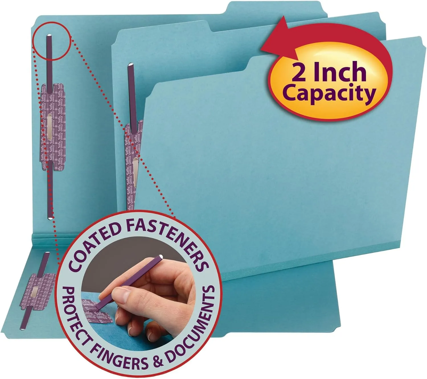 SMEAD Pressboard Fastener File Folder with SafeSHIELD Fasteners, Letter
