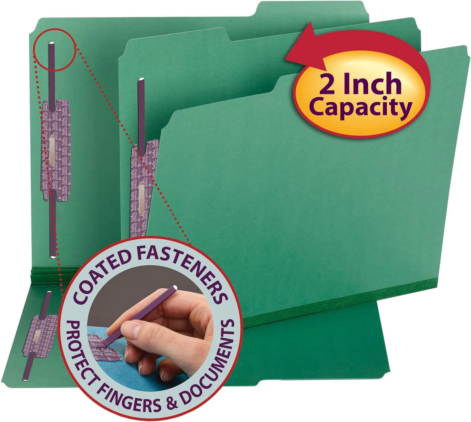 SMEAD Pressboard Fastener File Folder with SafeSHIELD Fasteners, Letter