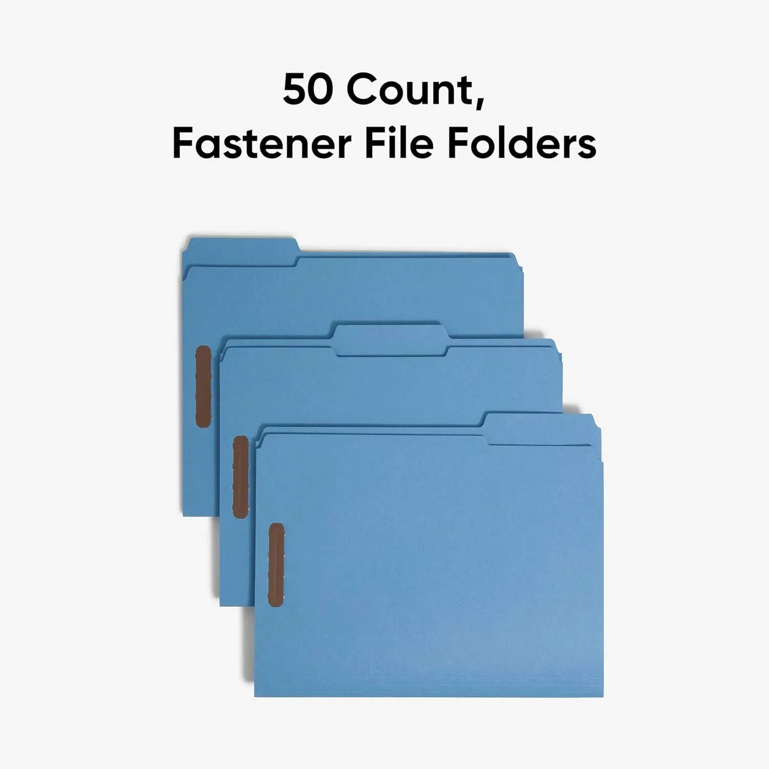 Smead Fastener File Folders, 50 Count, Blue, Reinforced 1/3-Cut Tabs, Letter Size (12040)