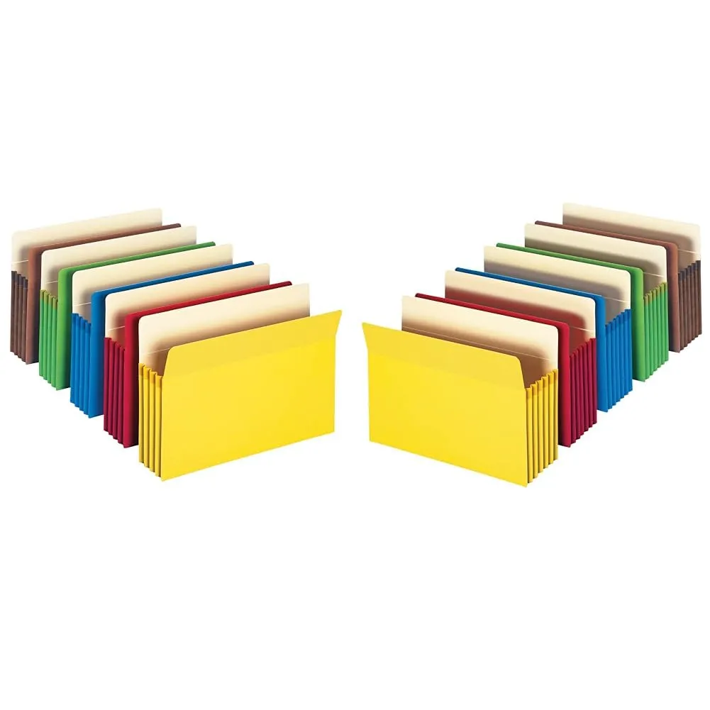 Smead 73892 File Pockets, Letter Size, 3-1/2" Expansion, Assorted Colors, 5 Pack