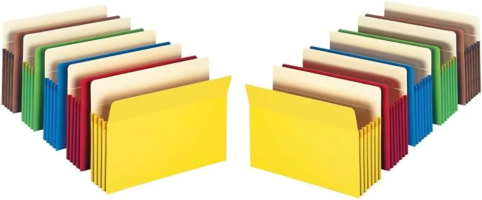 Smead 73892 File Pockets, Letter Size, 3-1/2" Expansion, Assorted Colors, 5 Pack