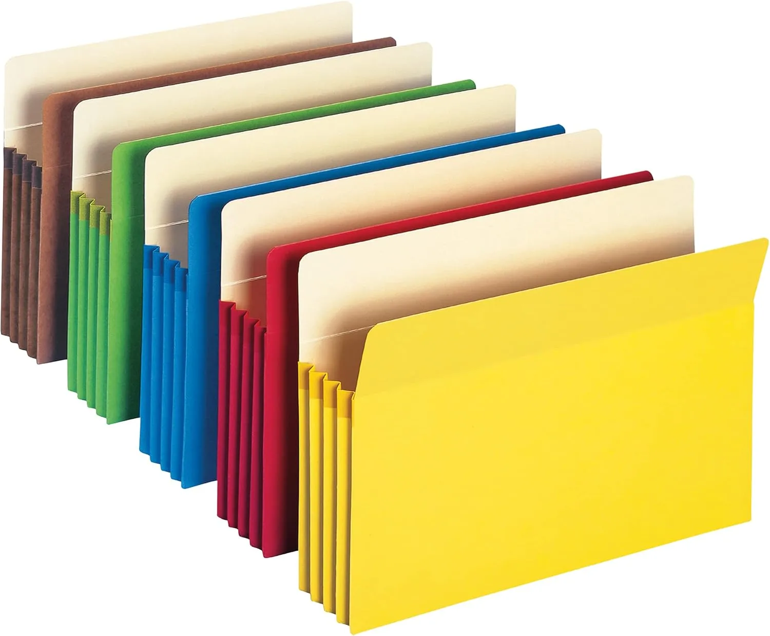 Smead 73892 File Pockets, Letter Size, 3-1/2" Expansion, Assorted Colors, 5 Pack