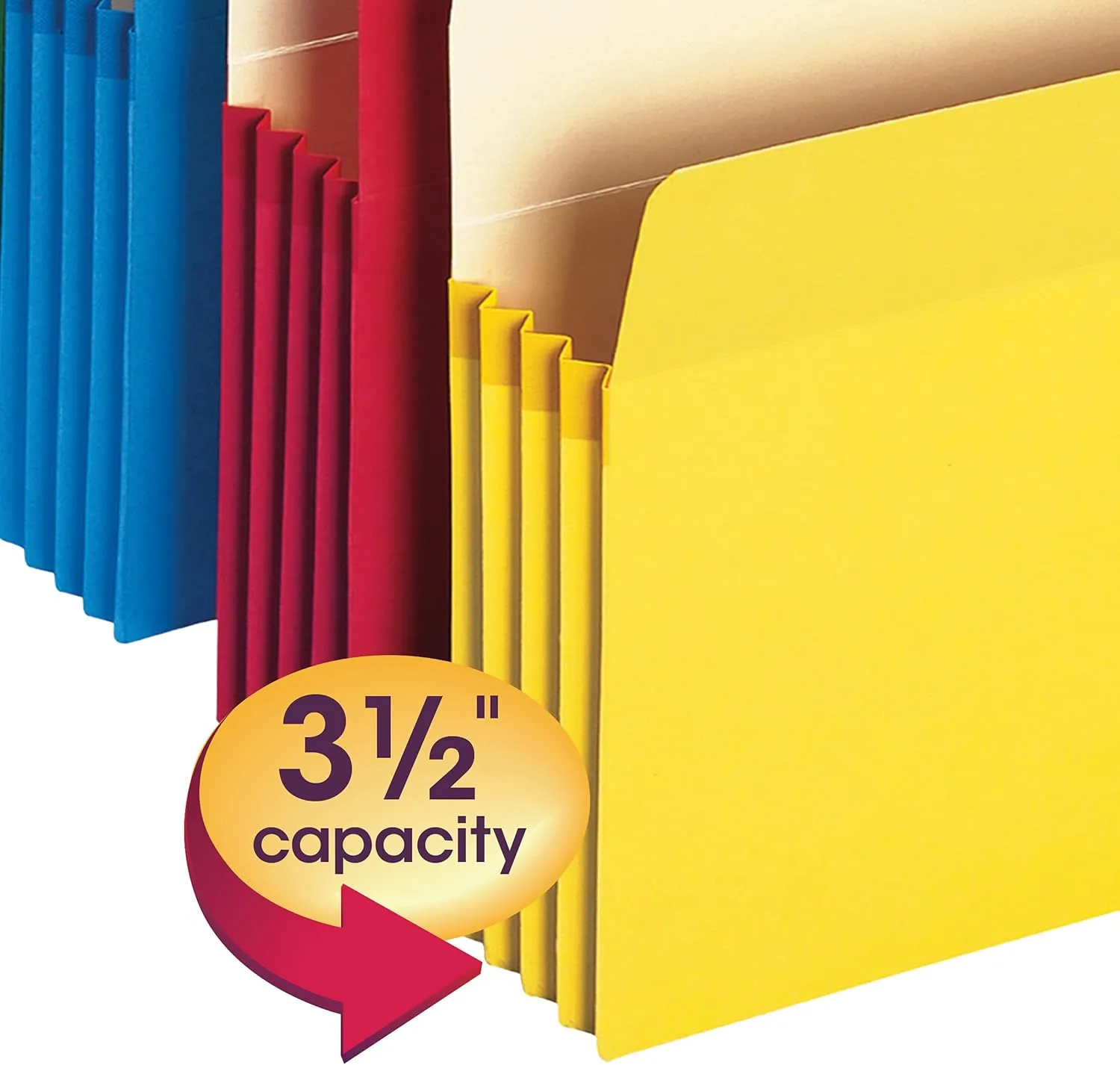 Smead 73892 File Pockets, Letter Size, 3-1/2" Expansion, Assorted Colors, 5 Pack