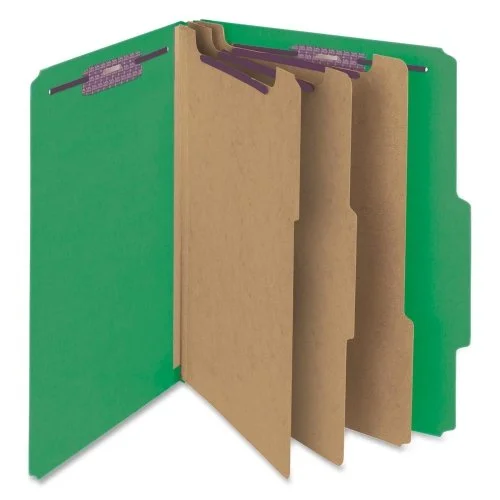 Smead Classification Folders, Top-Tab, 3 Dividers, 3in Expansion, Letter, Green, 10/Box