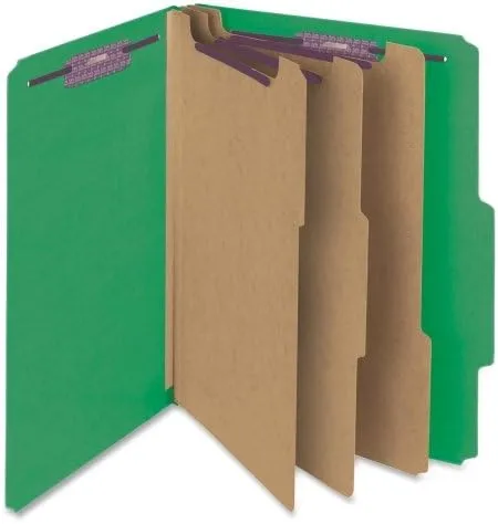 Smead Classification Folders, Top-Tab, 3 Dividers, 3in Expansion, Letter, Green, 10/Box